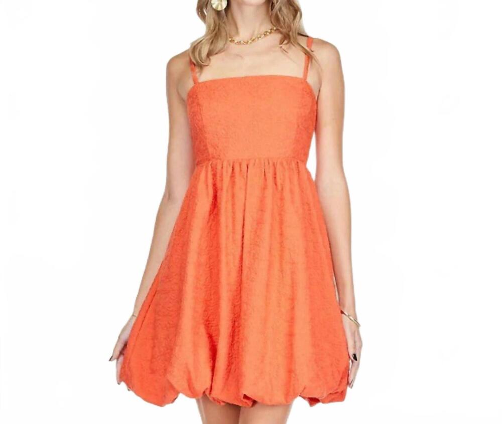 NEW JOY JOY embossed balloon hem sundress in orange